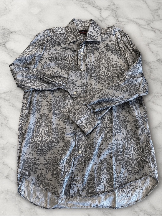Etro Other - Etro Milano Made in Italy Gray Damask Paisley Cotton Dress Shirt Men’s 39 Small